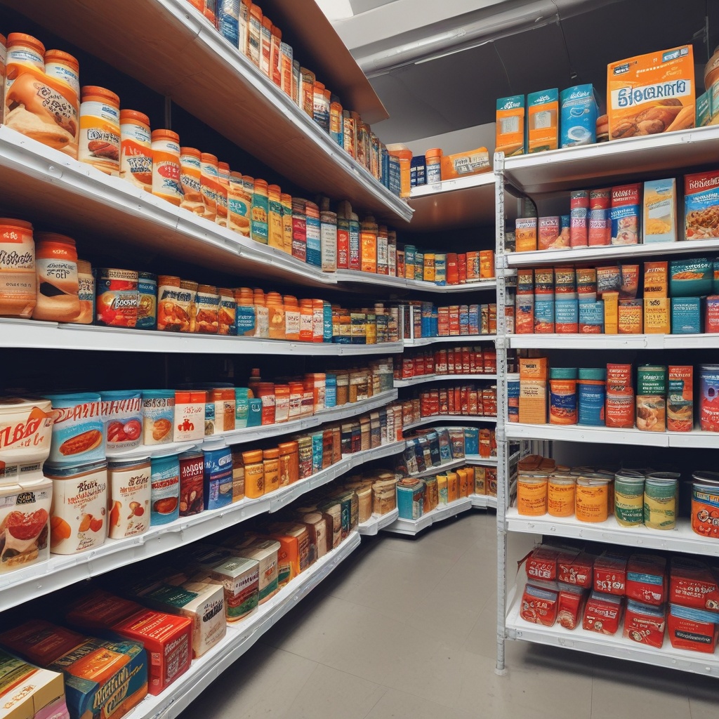 Food products on shelves